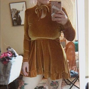 Valfre Alicia Gold Velvet Mini Dress